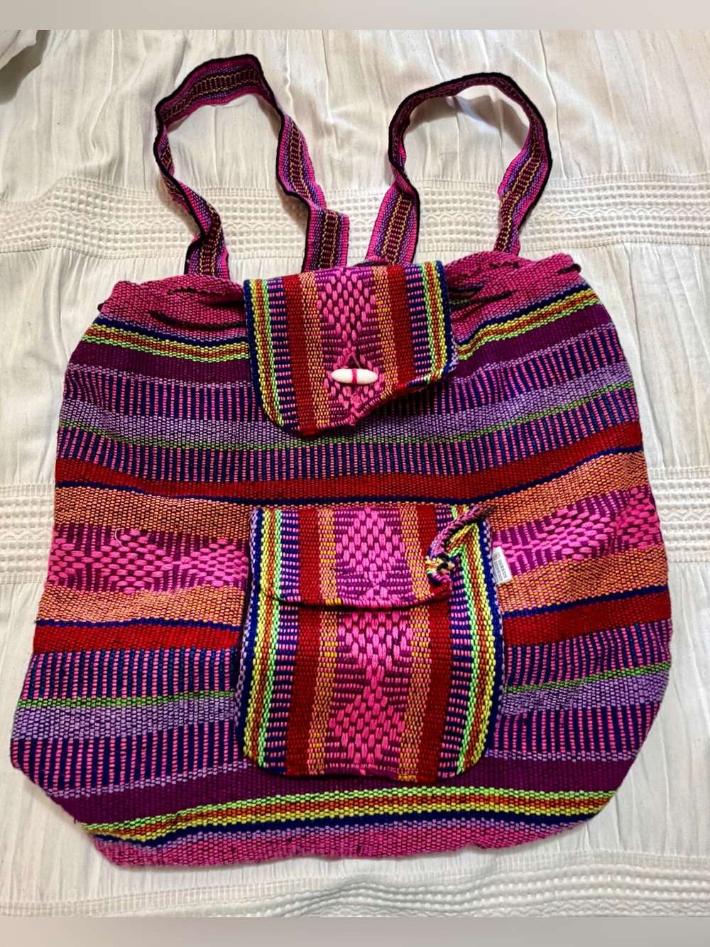 Artesanias Pinzon Backpack Mexican Woven Drawstring Unisex Boho Bag Satchel